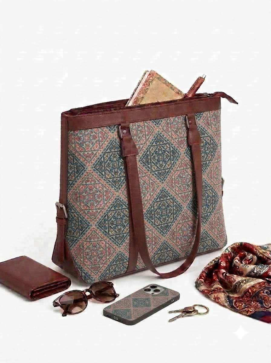 Multicolor Geometric office bag for women