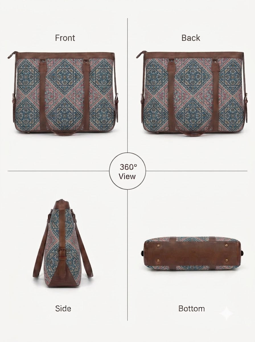 Multicolor Geometric office bag for women