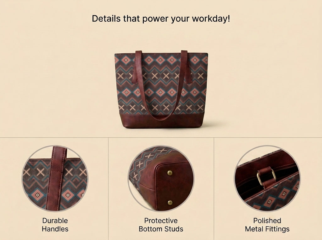 HandyJute Multicolor Geometric Print Tote
