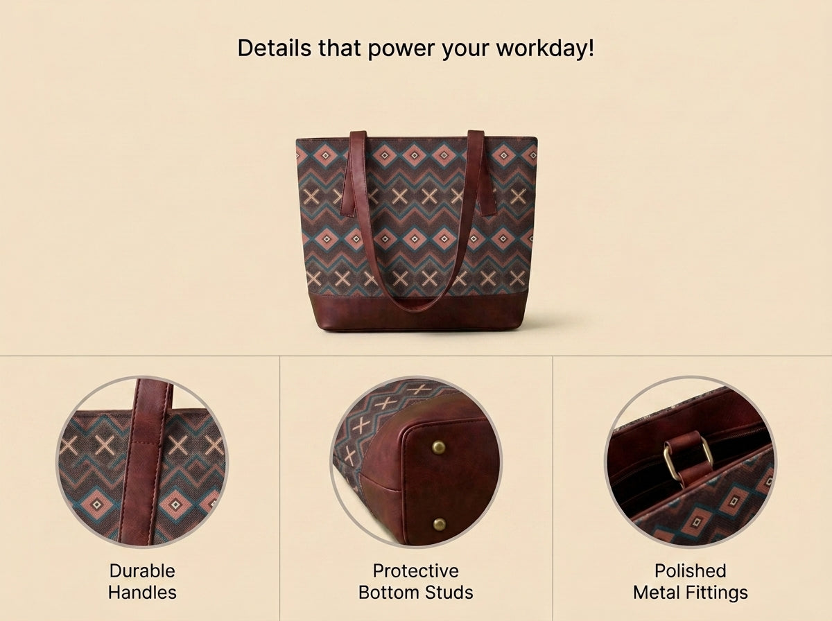 HandyJute Multicolor Geometric Print Tote