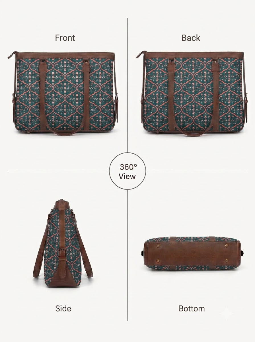 Navy Blue Floral Vine office bag for women