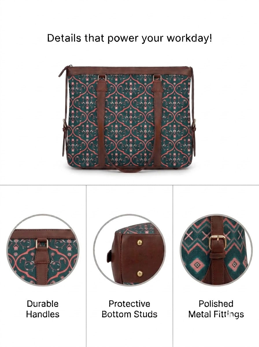 Navy Blue Floral Vine office bag for women