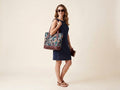 HANDYJUTE Women's Multicolor Geometric Printed Jute Tote Bag