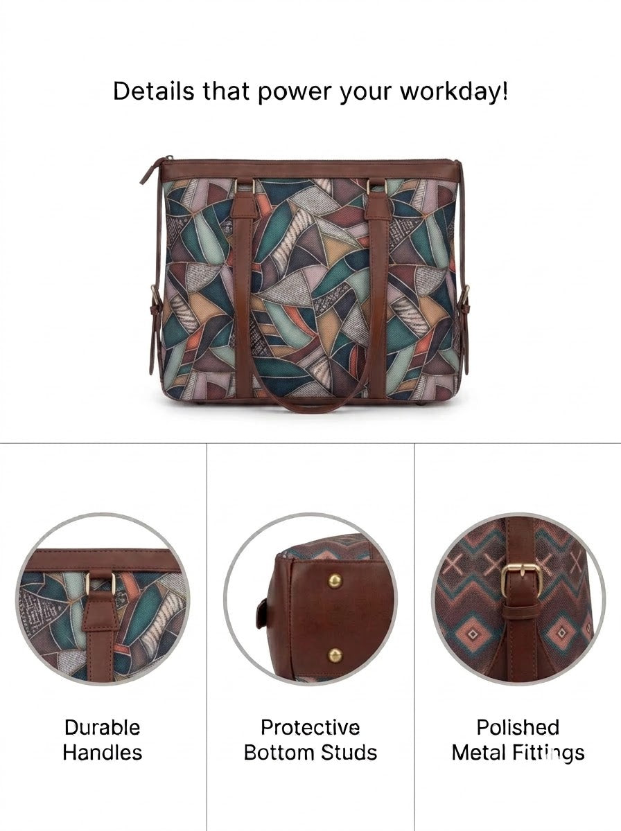 Multicolor Abstract Geometric office bag for women