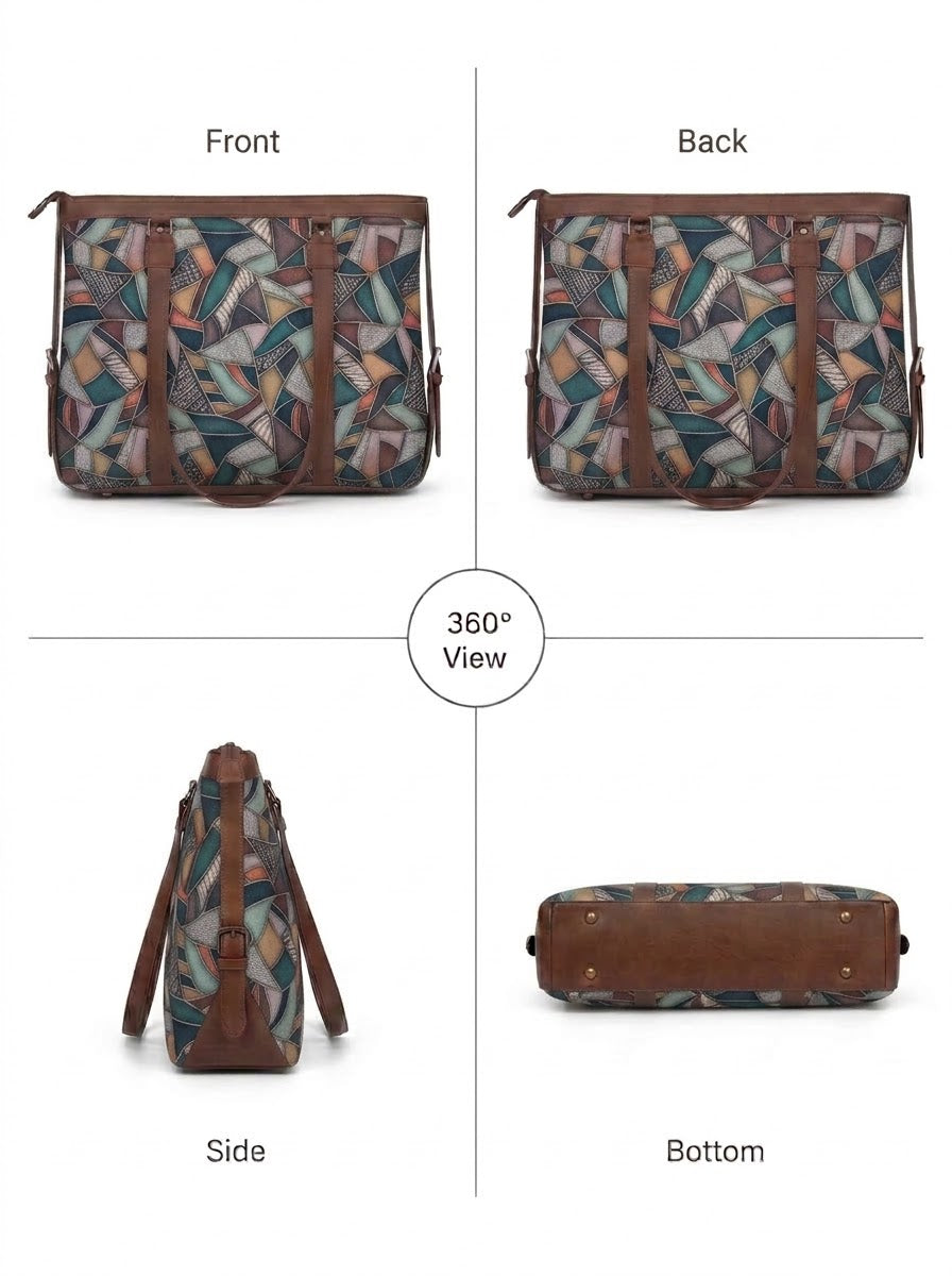 Multicolor Abstract Geometric office bag for women
