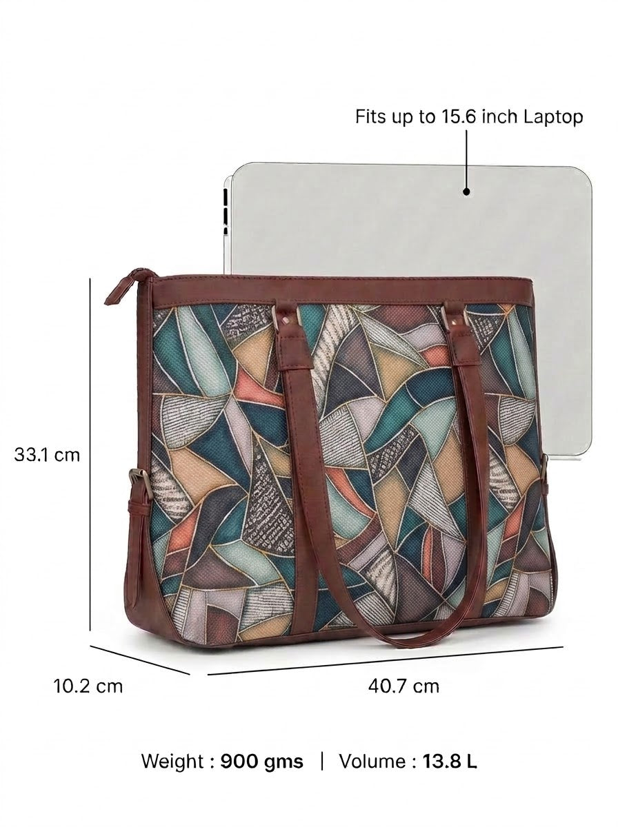 Multicolor Abstract Geometric office bag for women