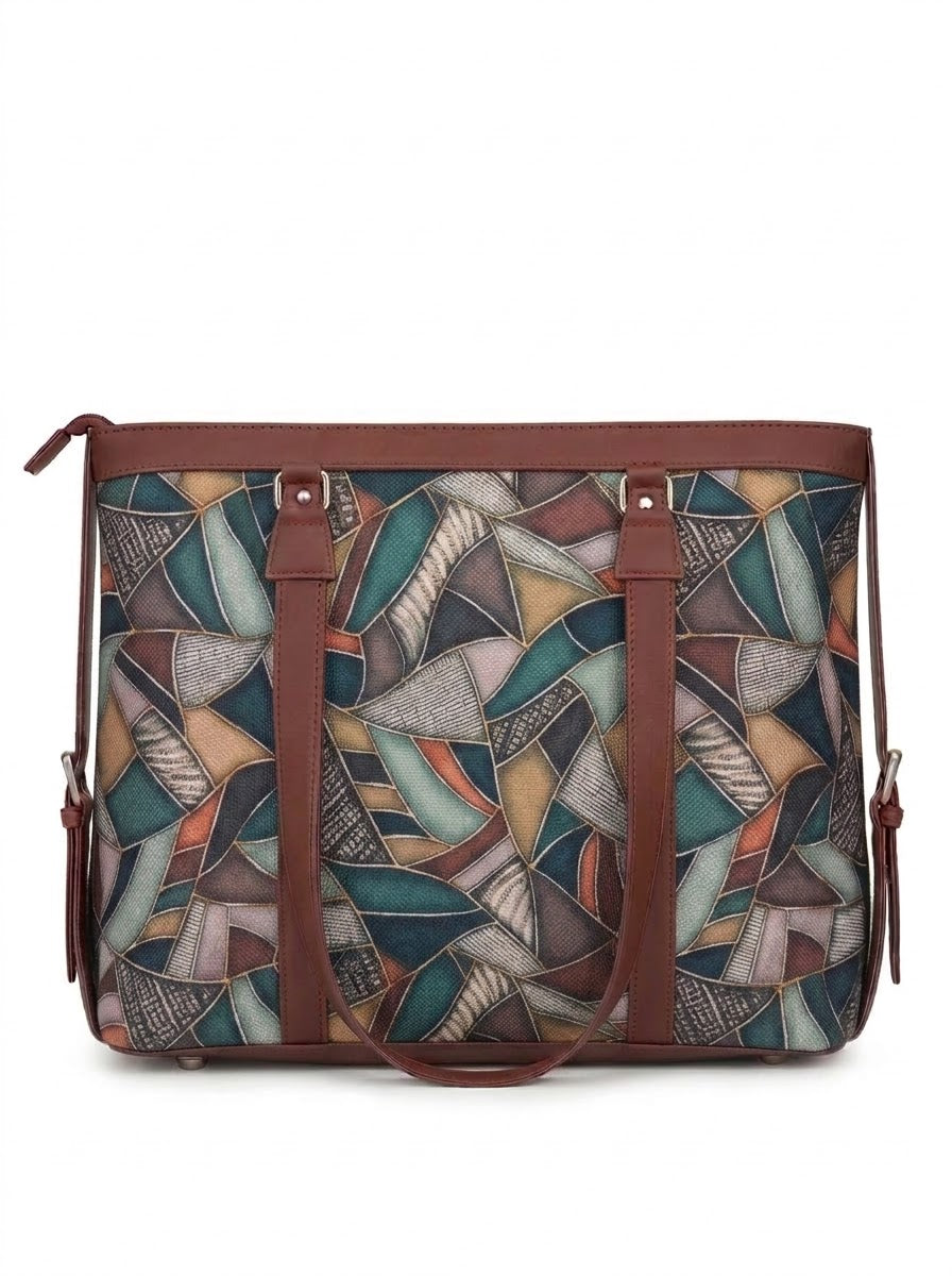 Multicolor Abstract Geometric office bag for women