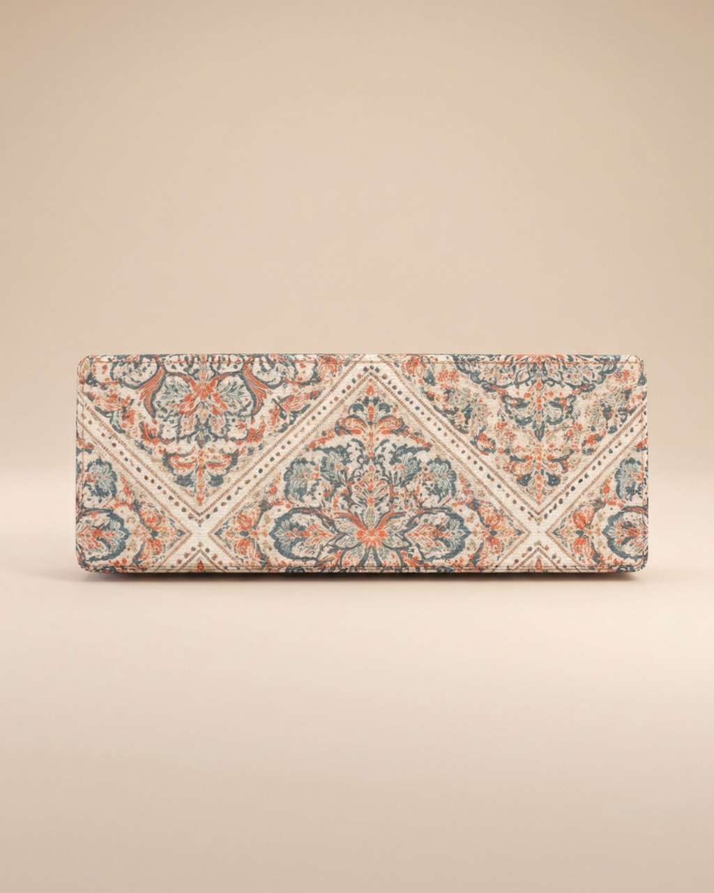 Patterned wallet on a beige background