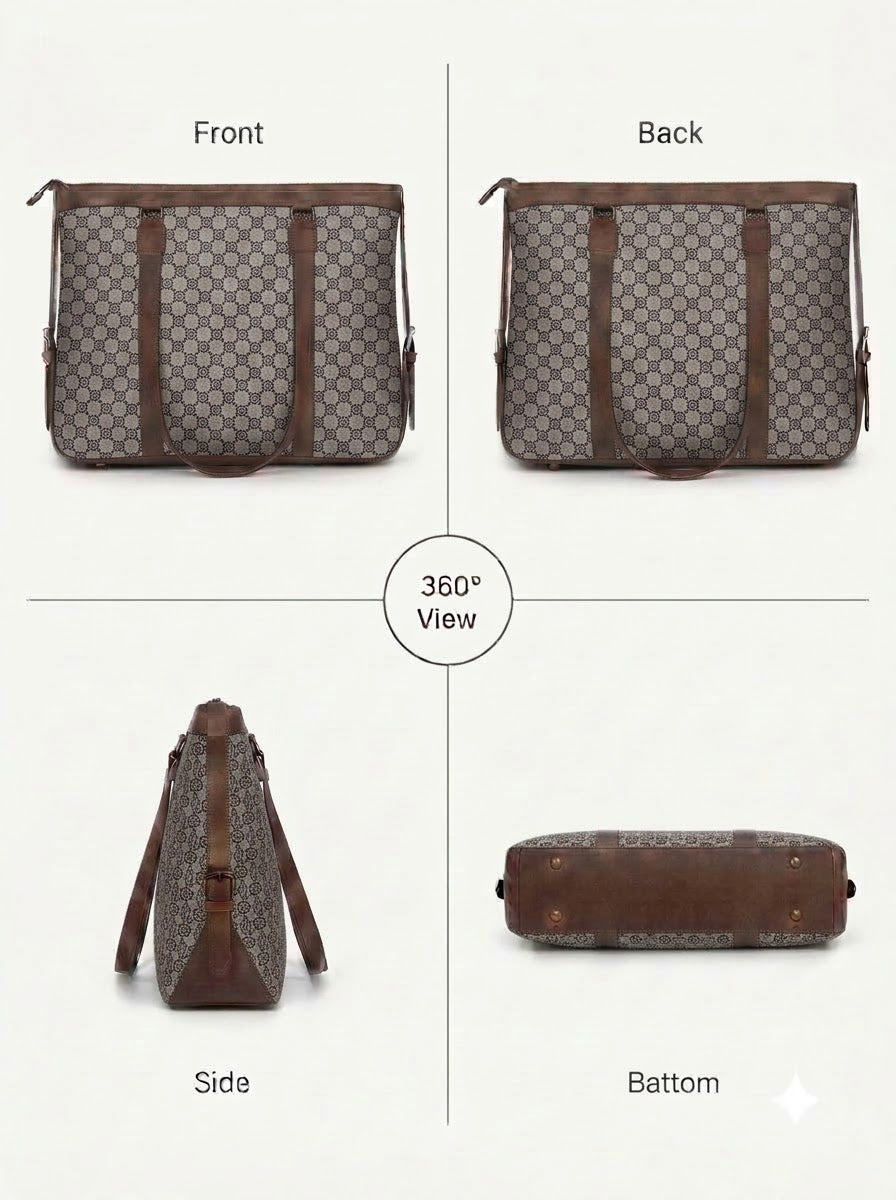 Beige Monogram office bag for women