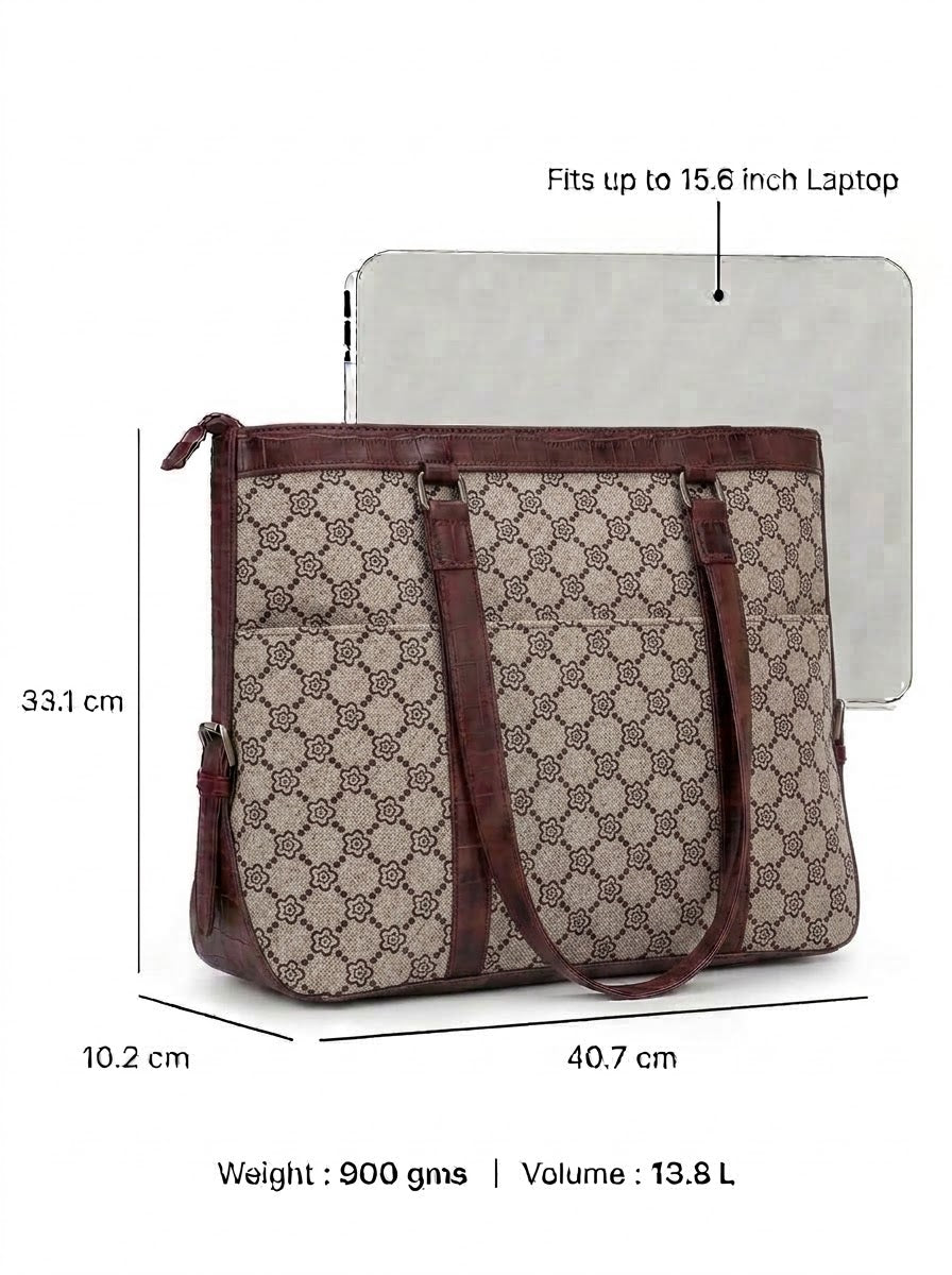 Beige Monogram office bag for women