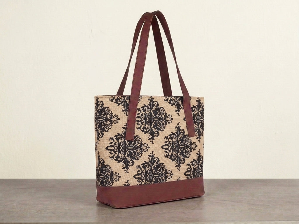 HandyJute Beige and Brown Traditional Ornamental