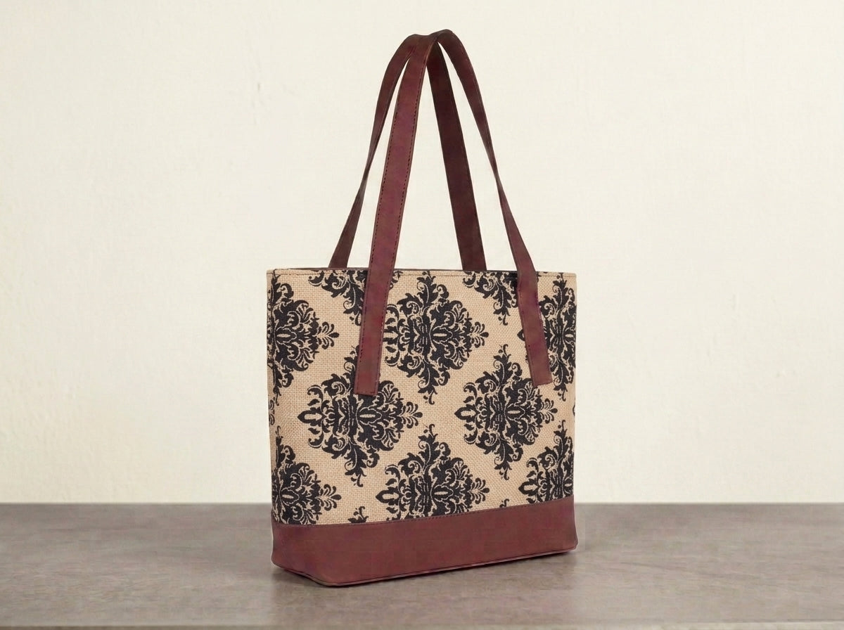 HandyJute Beige and Brown Traditional Ornamental