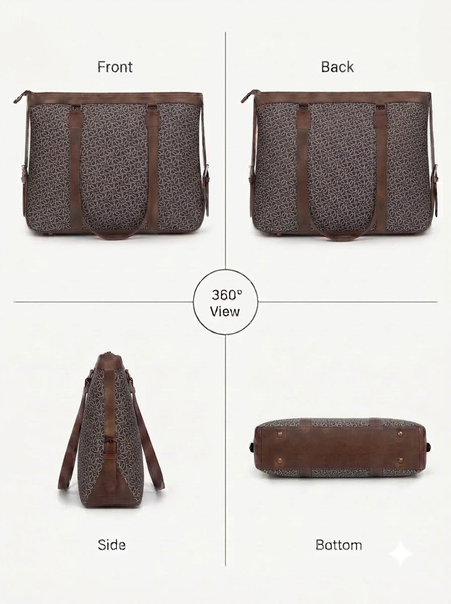 Beige Pattern office bag for women