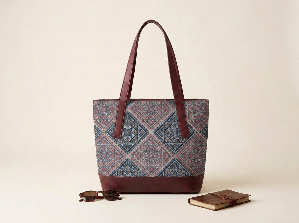 HANDYJUTE Women's Blue and Pink Geometric