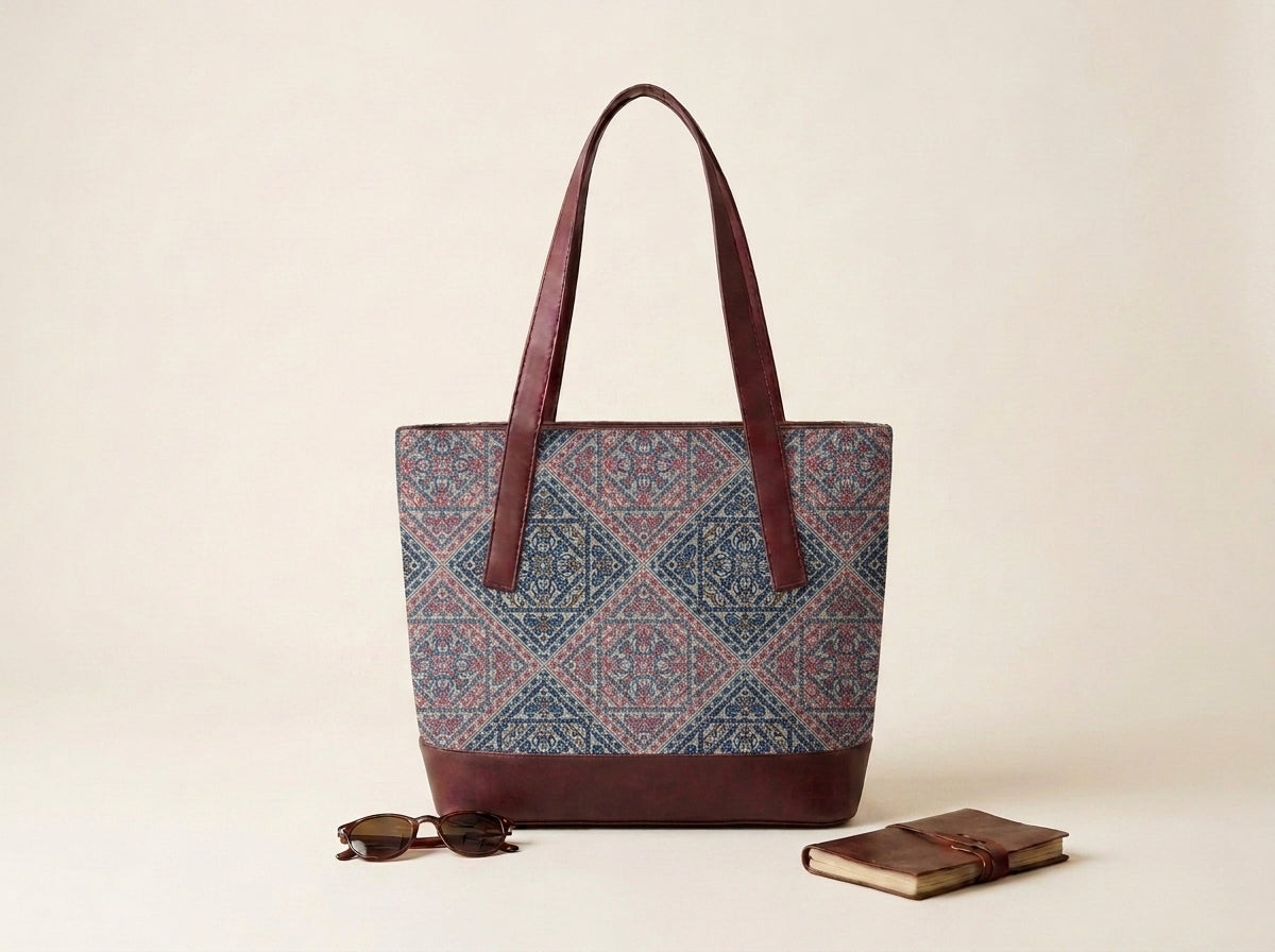 HANDYJUTE Women's Blue and Pink Geometric