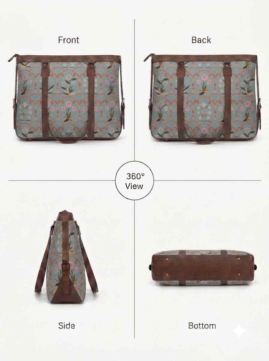 Light Blue Floral office bag for women