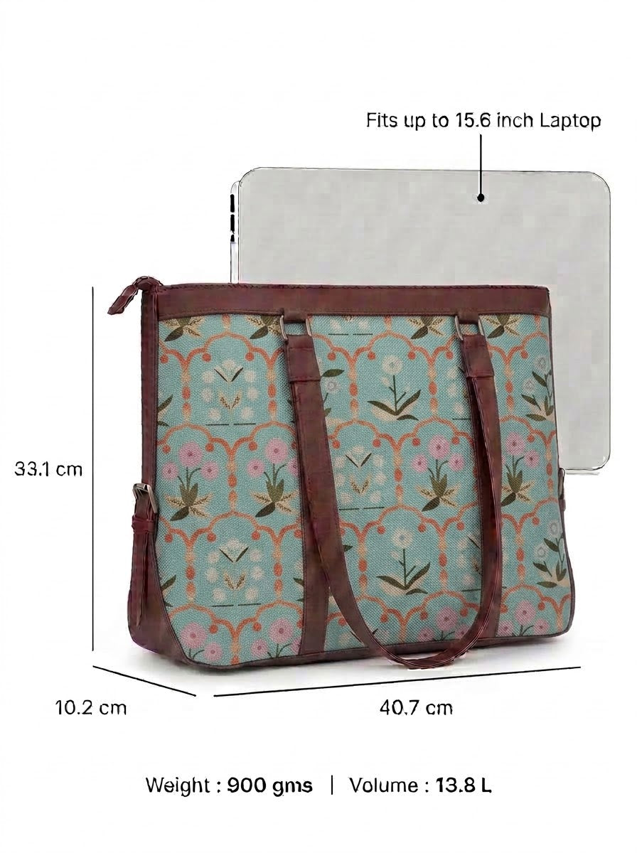 Light Blue Floral office bag for women
