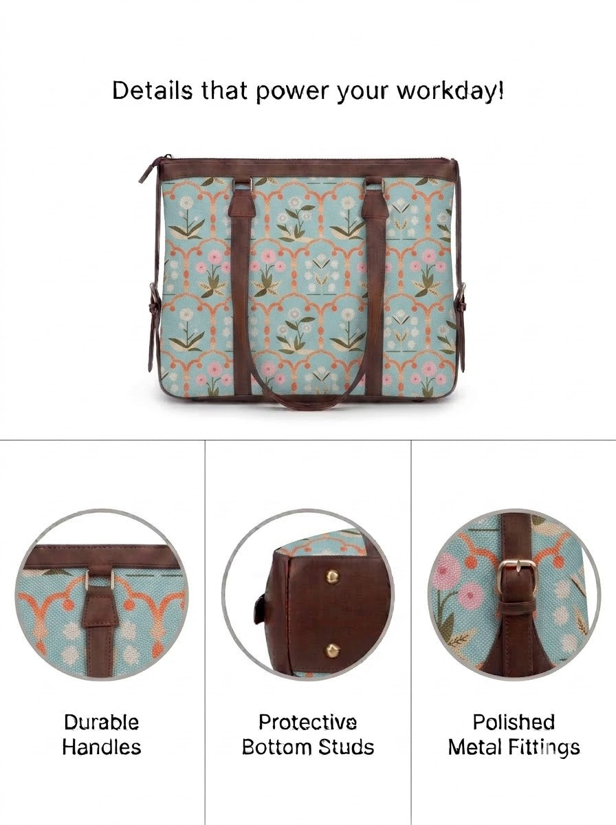 Light Blue Floral office bag for women