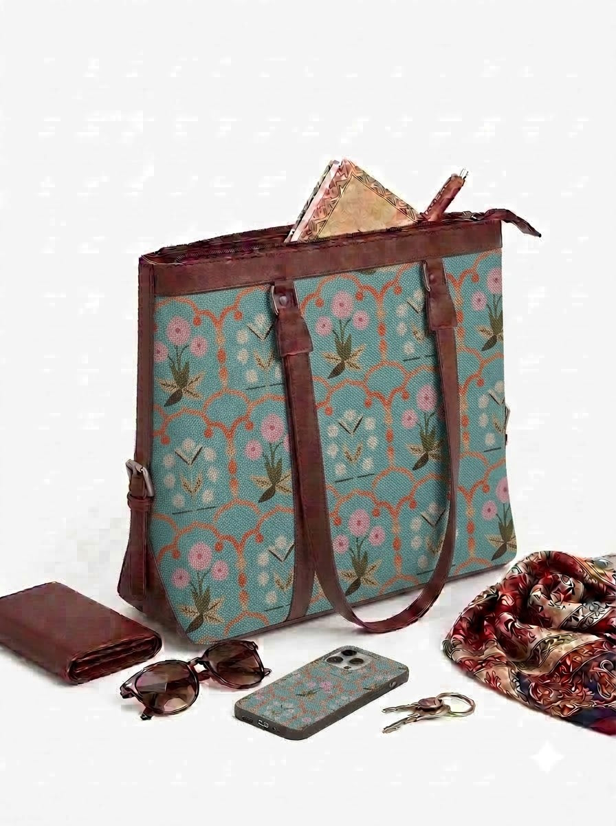Light Blue Floral office bag for women