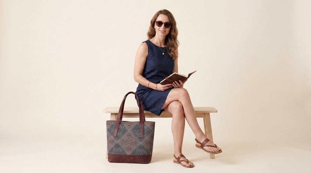 HANDYJUTE Women's Blue and Pink Geometric