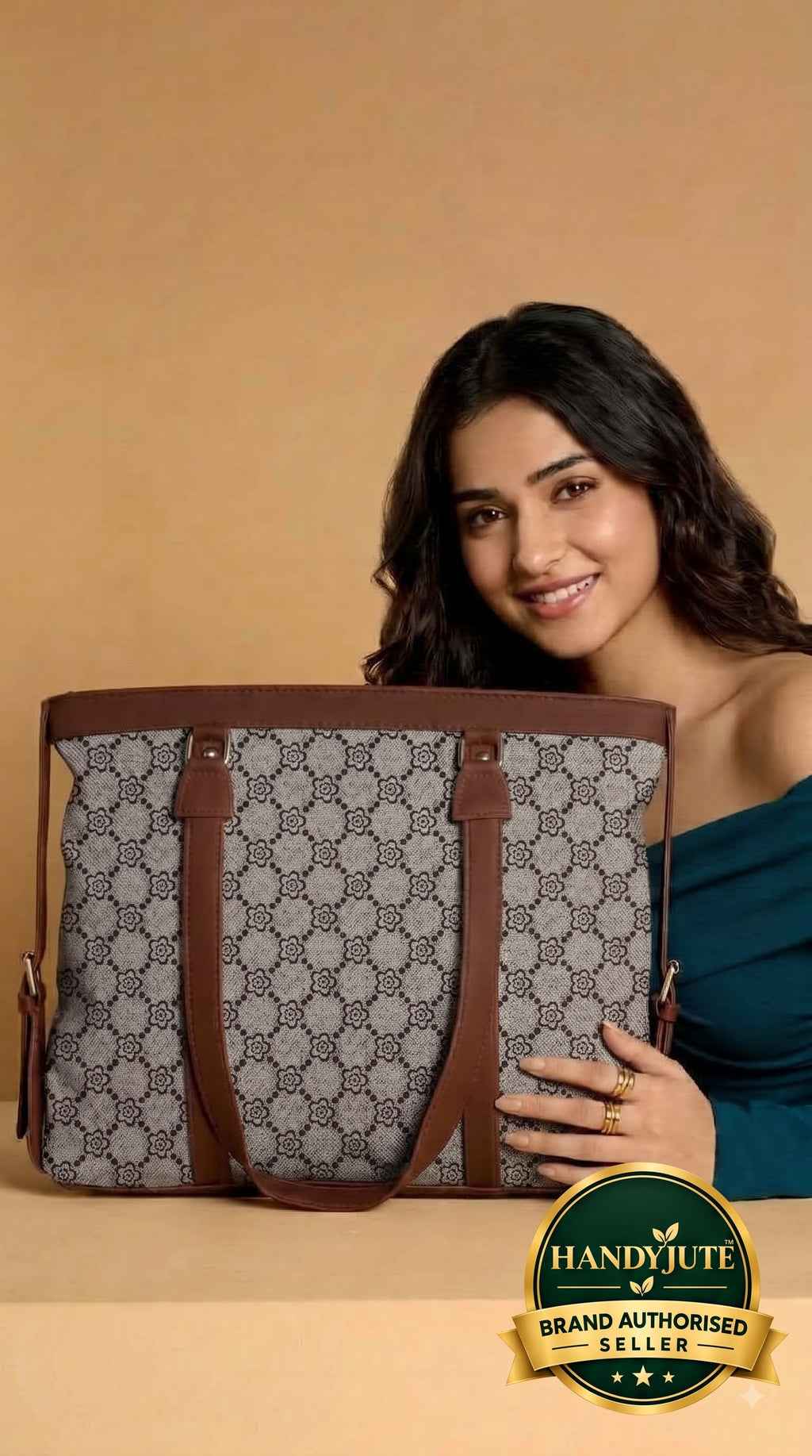 Beige Monogram office bag for women