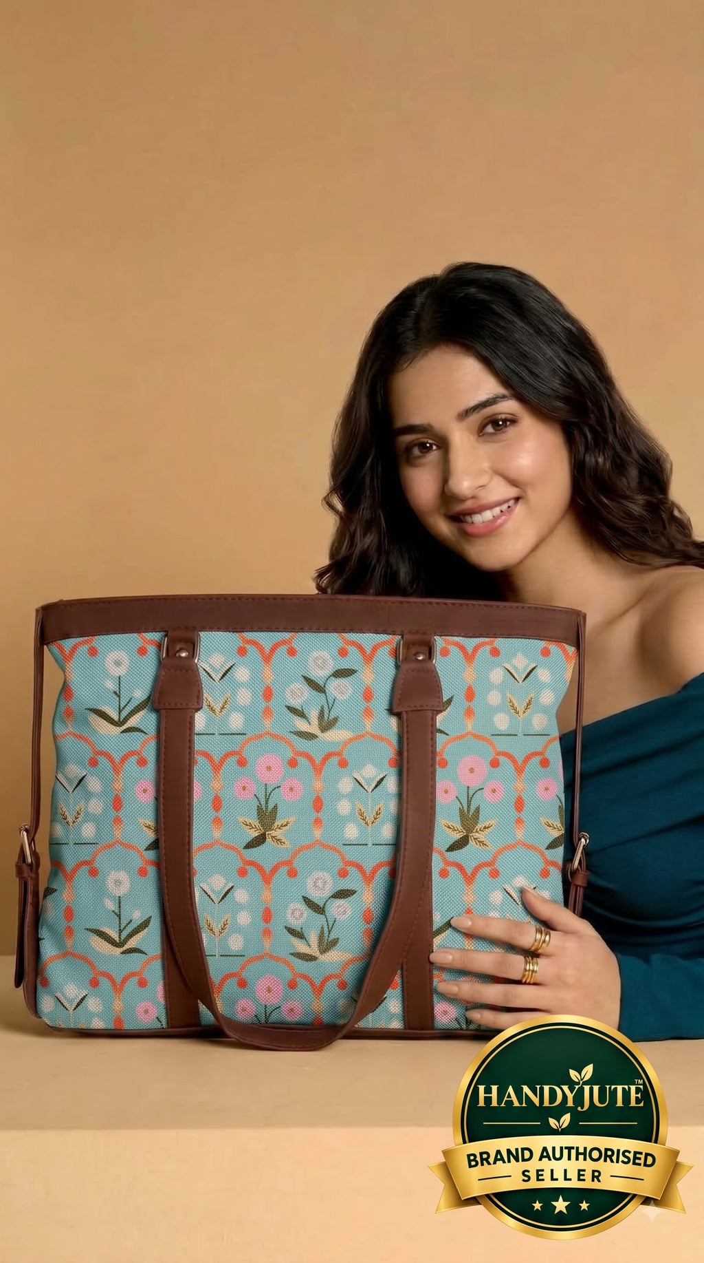 Light Blue Floral office bag for women