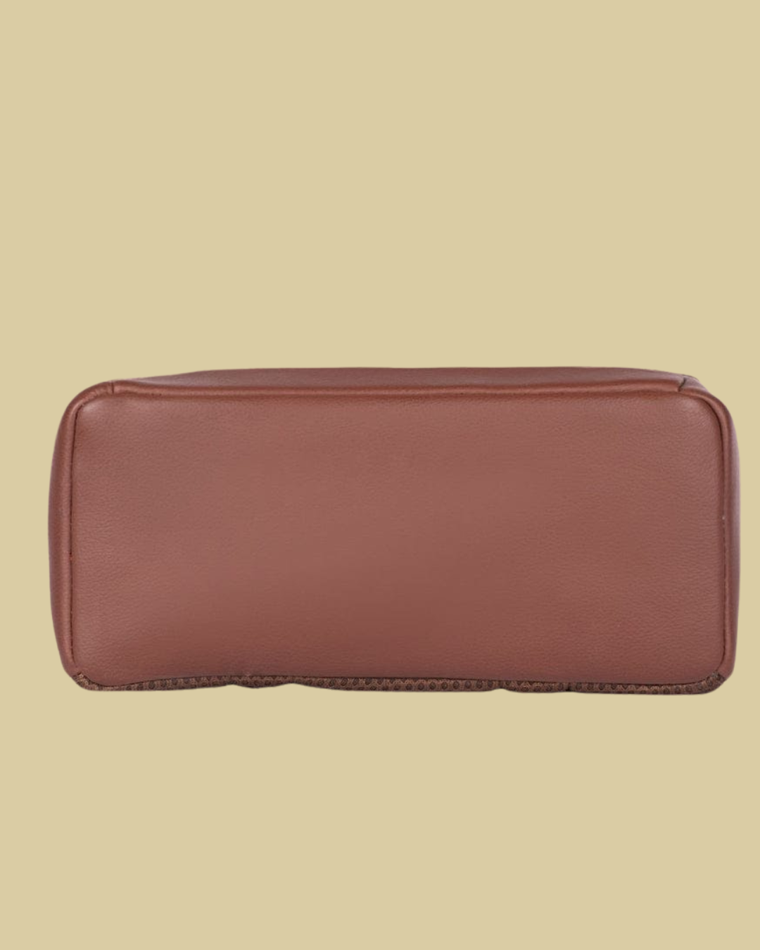 Brown leather wallet on a beige background