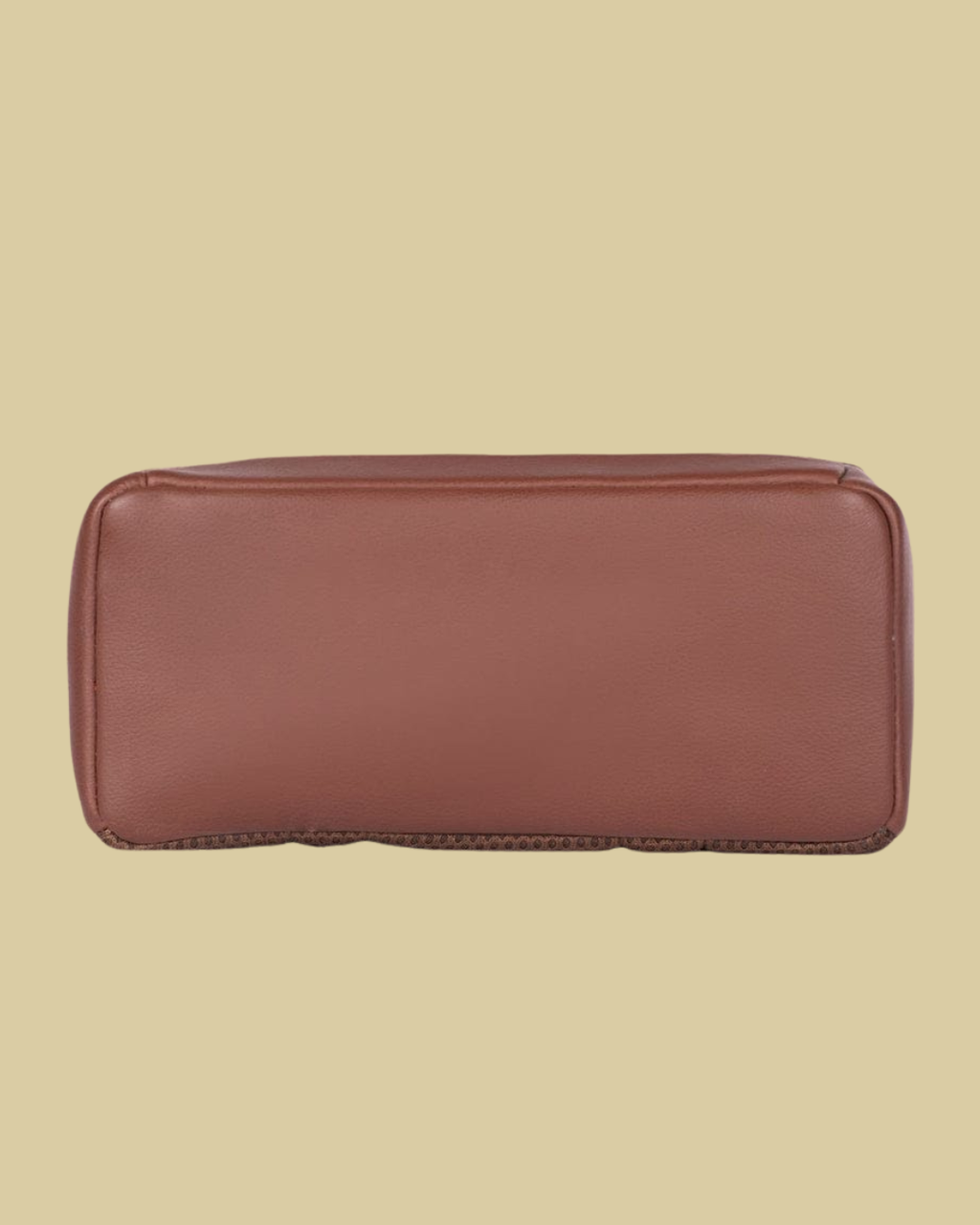 Brown leather wallet on a beige background
