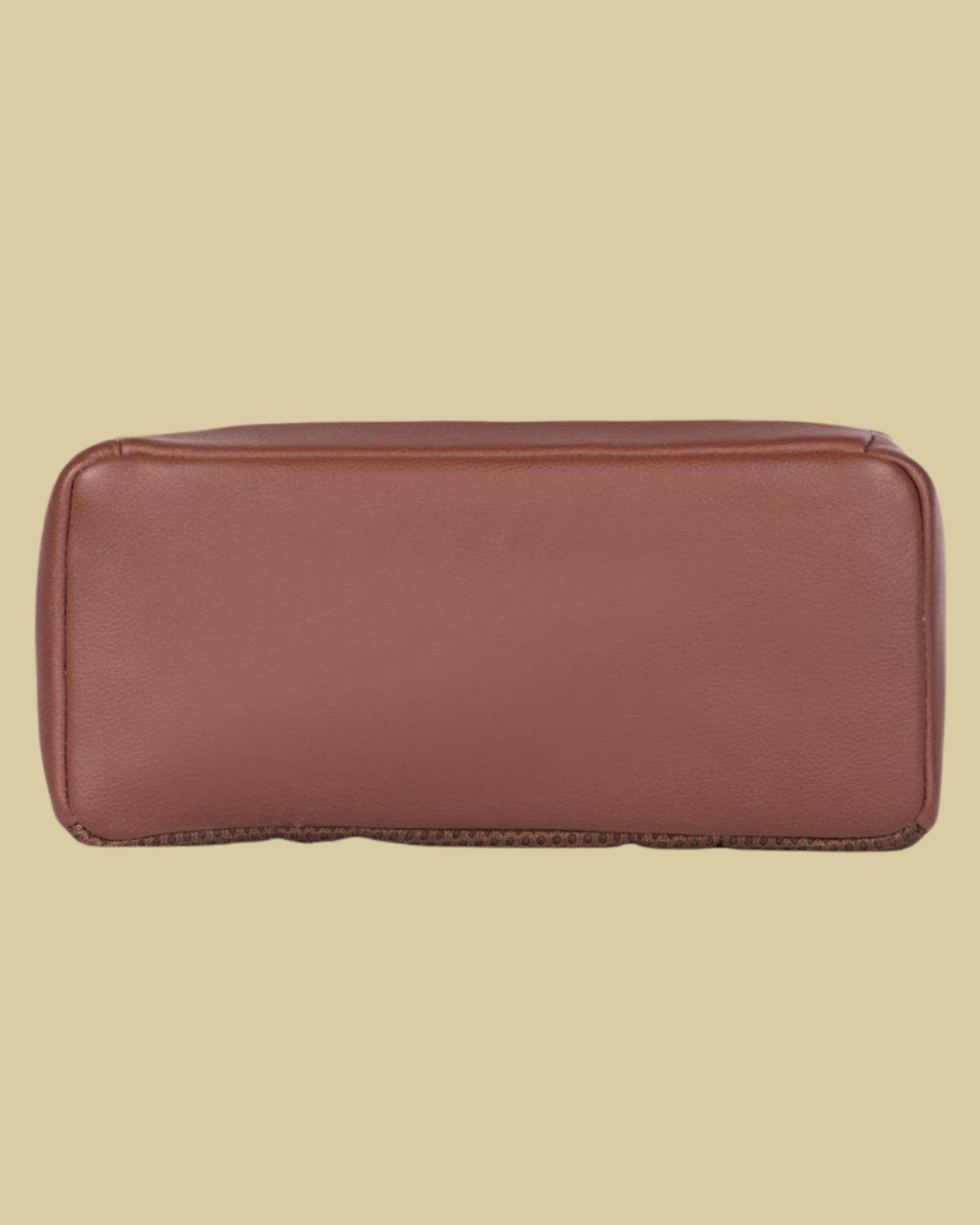 Brown leather wallet on a beige background