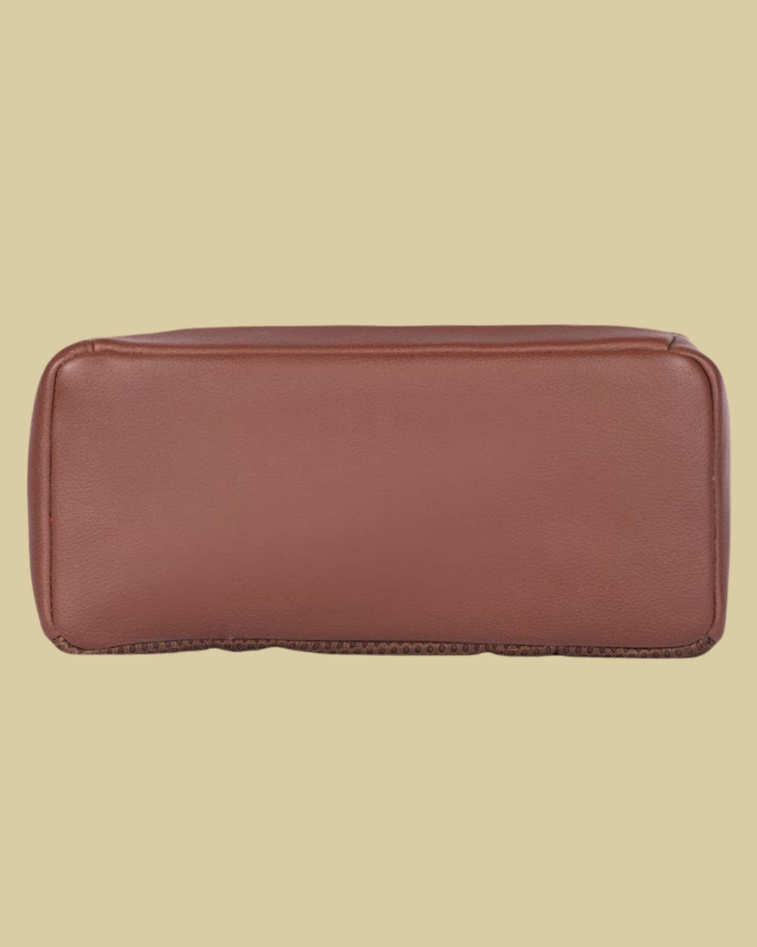 Brown leather wallet on a beige background