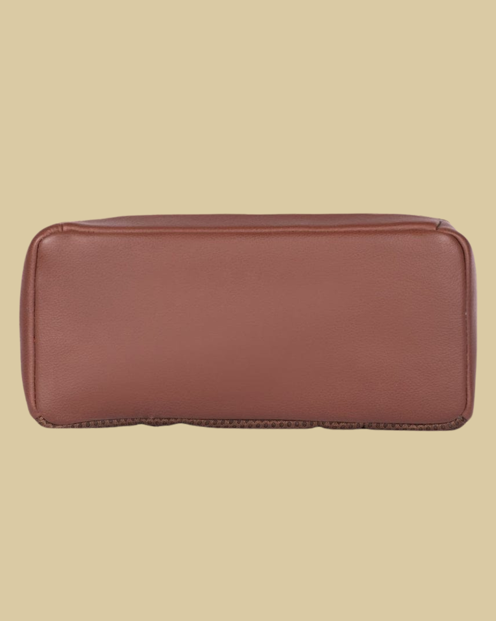 Brown leather wallet on a beige background