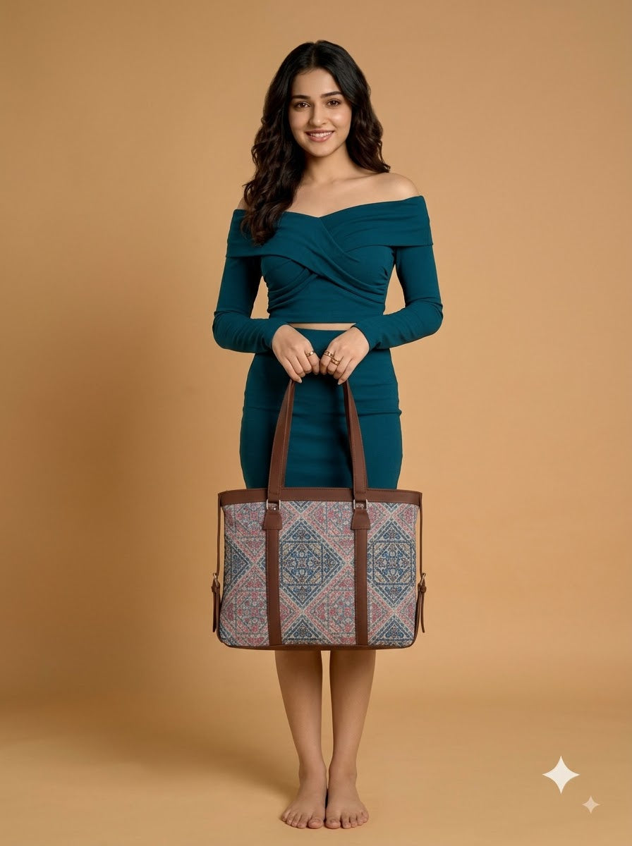 Multicolor Geometric office bag for women