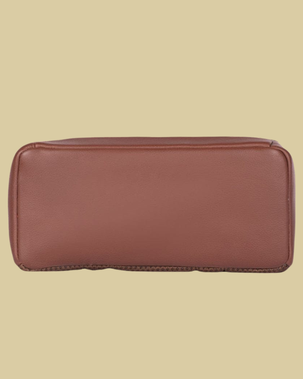 Brown leather wallet on a beige background